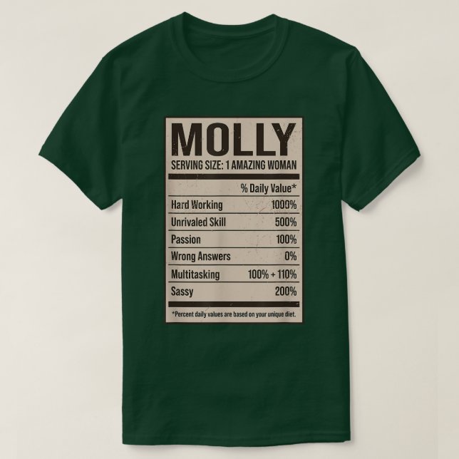 T-shirt Molly Nutrition Facts Nom Nickname Alias Title Fr (Design devant)