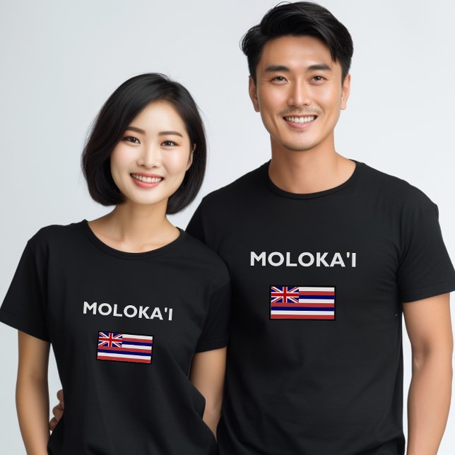 T-shirt Molokai USA Drapeau hawaïen Couleur foncée (Créateur téléchargé)