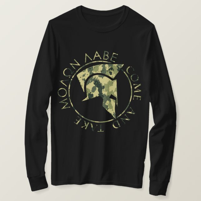 T-shirt Molon Labe Casque spartiate Camo militaire hommes  (Design devant)