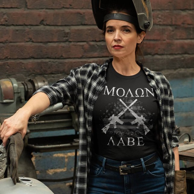 T-shirt Molon Labe Crossed Rifles Venez les prendre 2A (Design available in many apparel types, sizes, colors and additional products. )