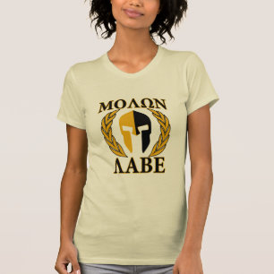 T-shirt Molon Labe Spartan Mask Laurels Décor Beige