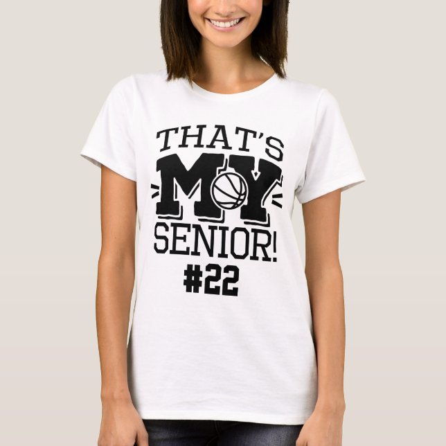 T-shirt Mom of Basketball Senior Jersey Number & Name (Devant)