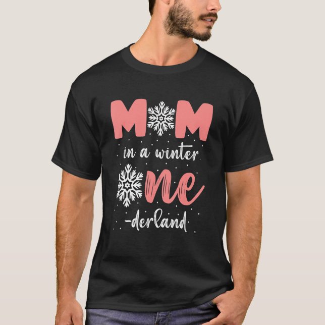 T-shirt Mom Of The Birthday Girl Winter Onederland 1 St Bi (Devant)