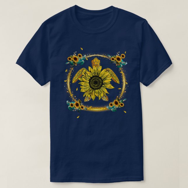 T-shirt Mom Sunflower Turtle Personalized Grandma Mom  (Design devant)
