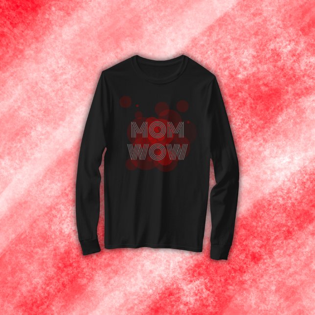 T-shirt MOM WOW gris sur rouge | (Créateur téléchargé)