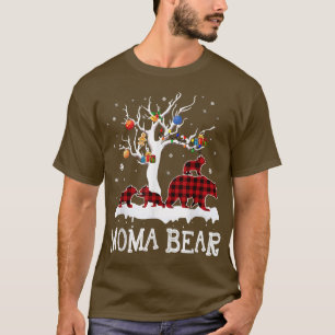 T-shirt Moma Bear Pajama de Noël Rouge Plaid Buffalo Famil