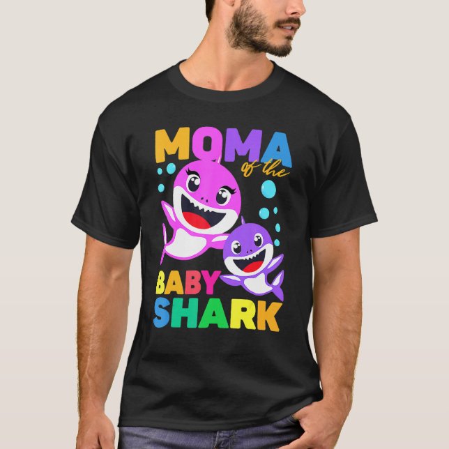 T-shirt Moma Of The Baby Birthday Shark Moma Shark Christm (Devant)