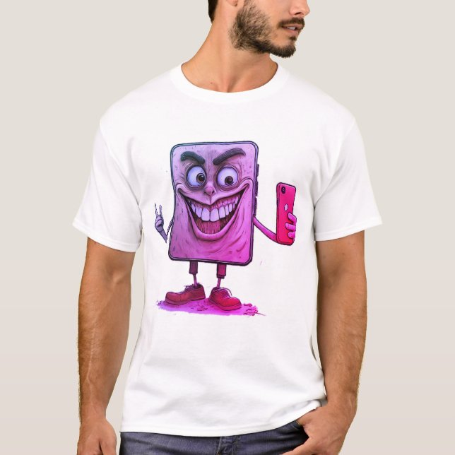 T-shirt Moment selfie : Visage et appareils mobiles Design (Devant)