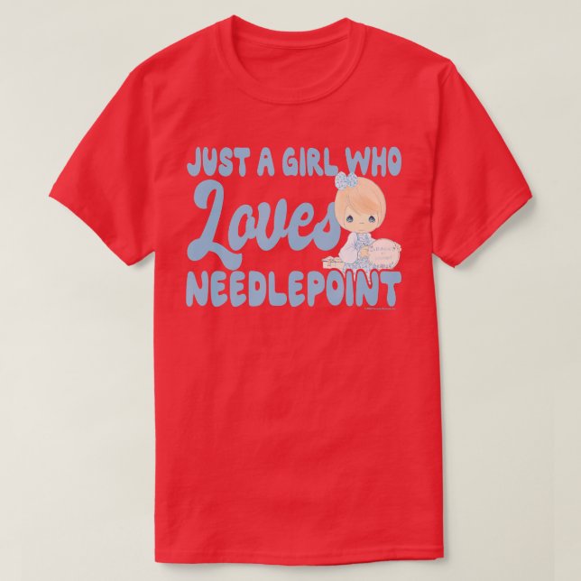 T-shirt Moments précieux Juste une fille qui aime Needlepo (Design devant)