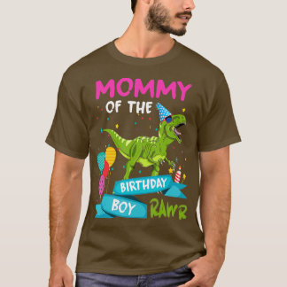 T-shirt Momie de l'anniversaire garçon TRex RAWR Dinosaure