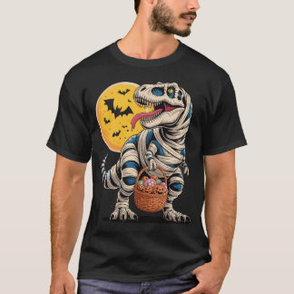 T-shirt Momie T-Rex d'Halloween avec des bonbons