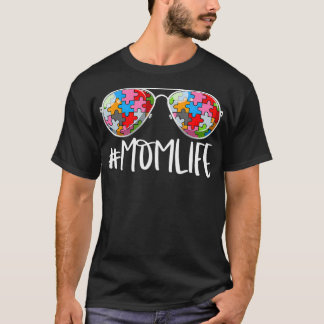 T-shirt Momlife Autism Awareness Aviators Mother Of Autist