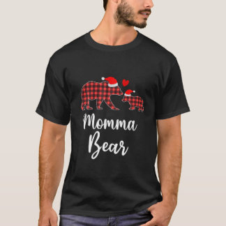 T-shirt Momma Bear Buffalo Rouge Plaqué Pajama de Noël Fam