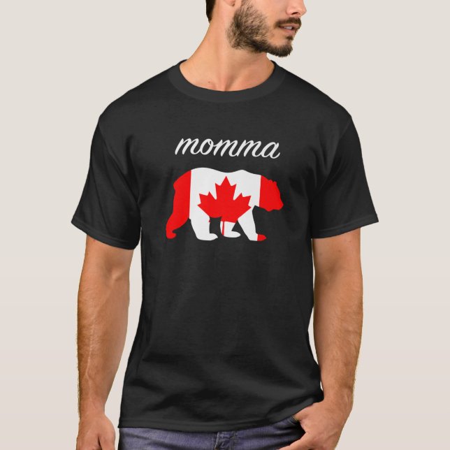 T-shirt Momma Bear Drapeau Canada Racines Canadiennes (Devant)