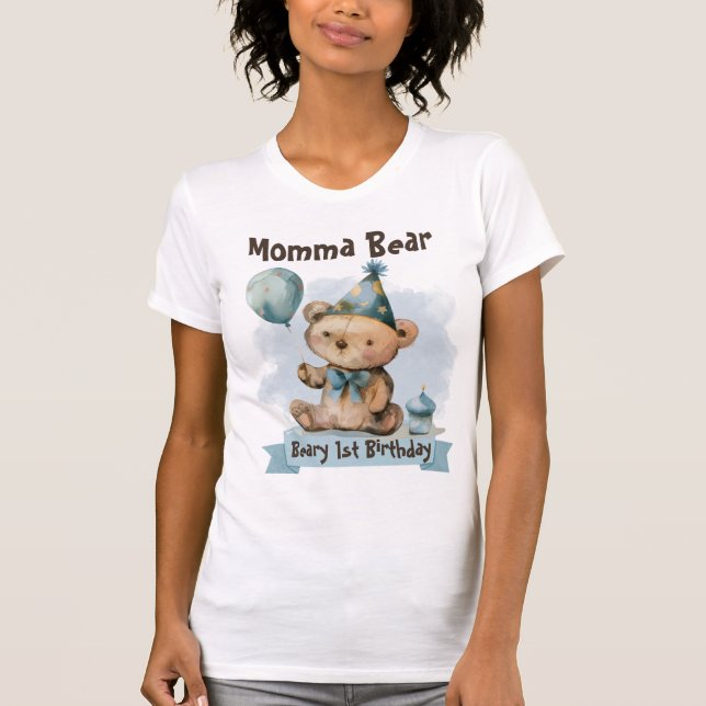 T-shirt « Momma Bear » pour le 1er anniversaire de (Devant)