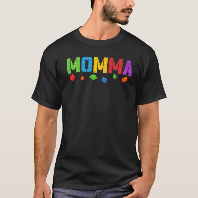 T-shirt Momma Blocks Master Builder Brick Builder Birthda (Devant)