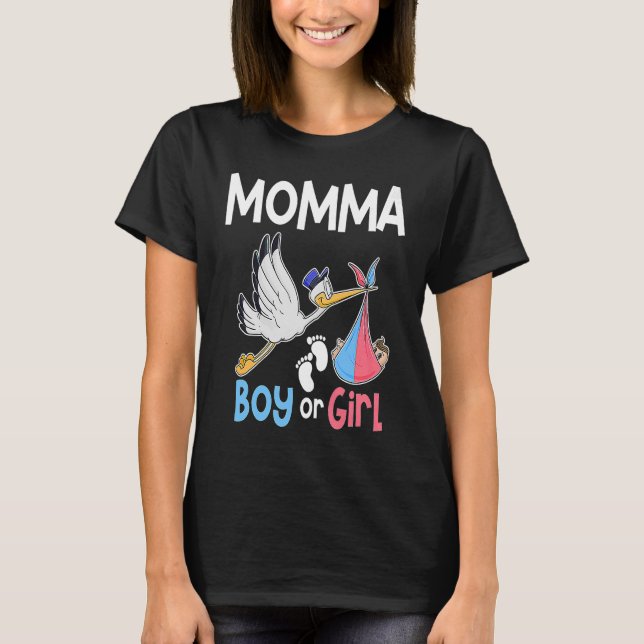 T-shirt Momma Boy ou Girl Genre Révéler la grossesse (Devant)