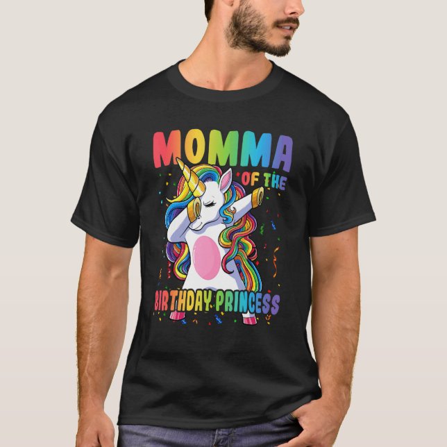 T-shirt Momma De L'Anniversaire Princesse Dabbing Unicorn  (Devant)