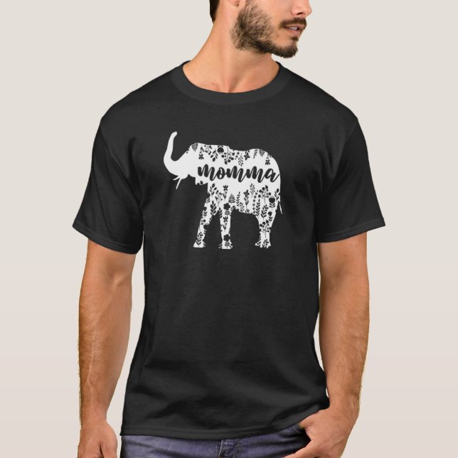 T-shirt Momma d'éléphant floral (Devant)