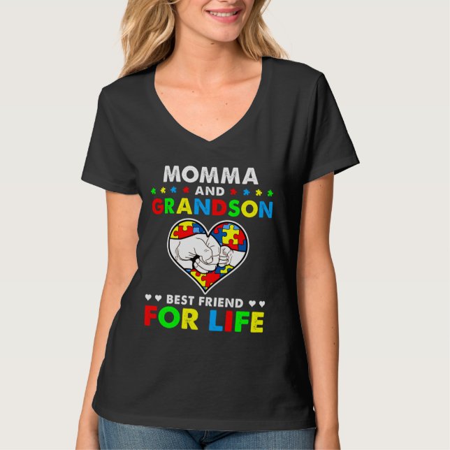 T-shirt Momma Et Grand-Fils Meilleur Ami Pour La Vie Autis (Devant)