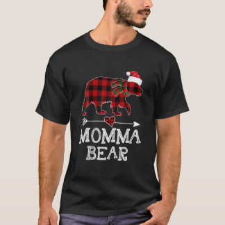 T-shirt Momma Ours de Noël Pyjama Rouge Buffalo à plaid Fa