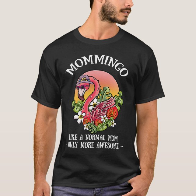 T-shirt Mommingo Maman Flamant rose Mère Mère Mère Fête de (Devant)