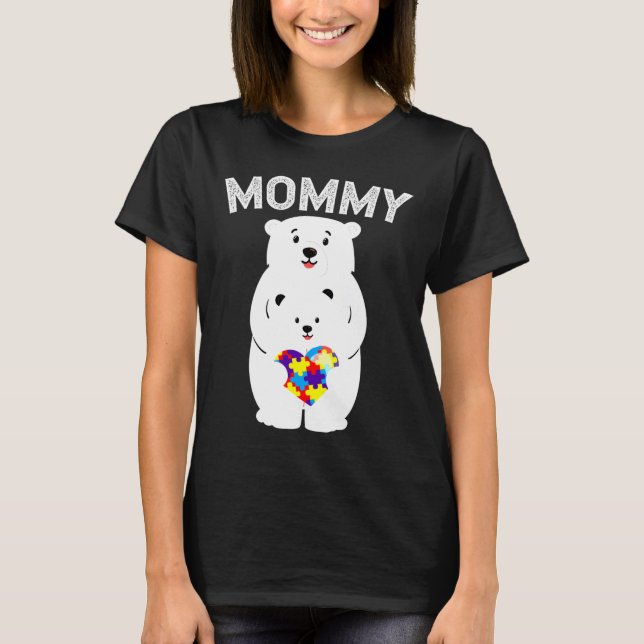 T-shirt Mommy Bear Sensibilisation sur l'autisme Puzzle He (Devant)