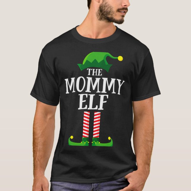 T-shirt Mommy Elf Matching Family Christmas Party  (Devant)