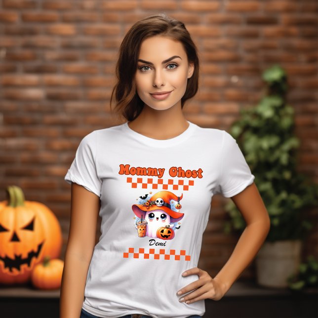 T-shirt Mommy Ghost Nom personnalisé Cadeau Halloween (Créateur téléchargé)
