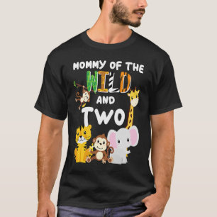T-shirt Mommy Of The Wild Et Deux Zoo Anniversaire Safari