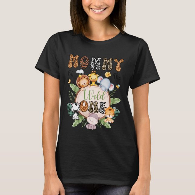 T-shirt Mommy of The Wild One 1St Birthday Safari Animal L (Devant)