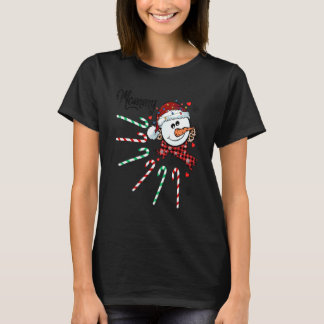 T-shirt Mommy Snowman Sucre de canne Noël Noël Noël Noël N