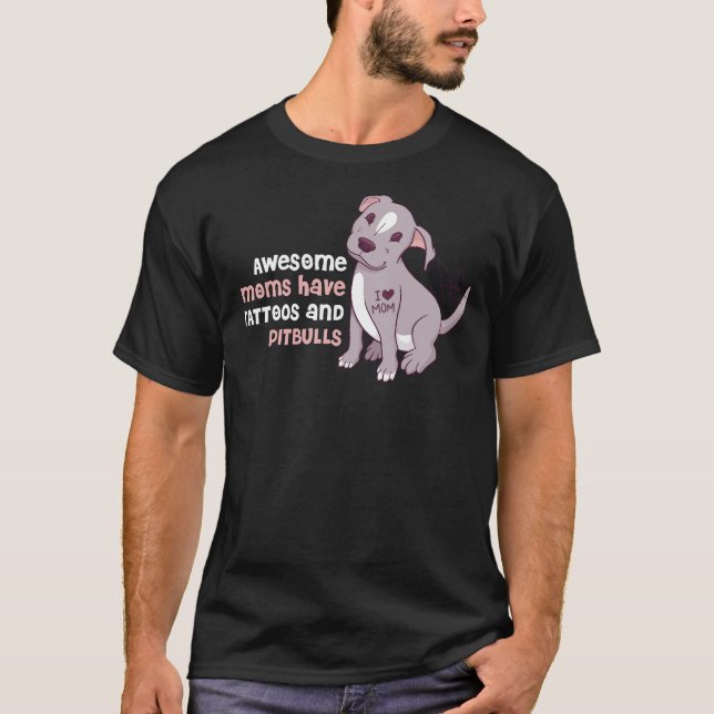 T-shirt Moms Tatouages Et Pitbulls Drôle Pitbull (Devant)