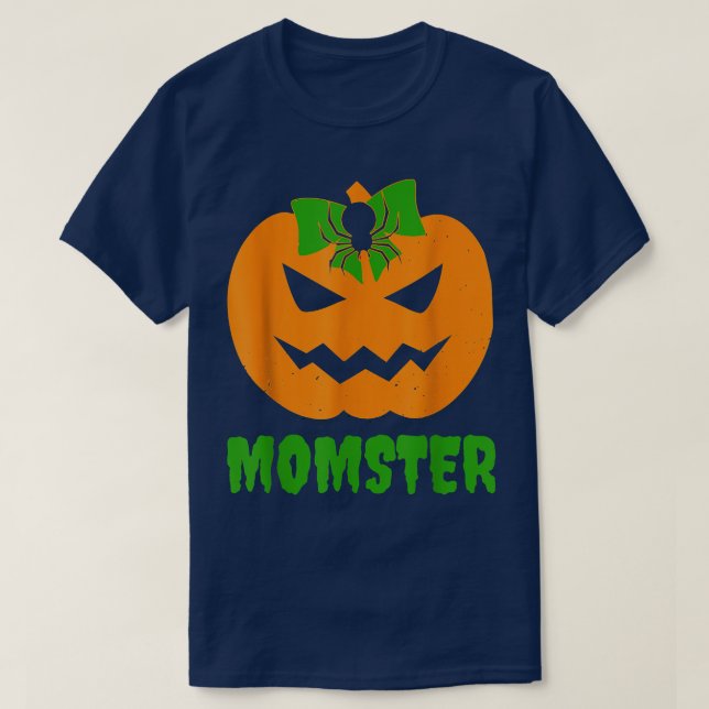 T-shirt Momster Citrouille bow Maman Halloween costume éff (Design devant)