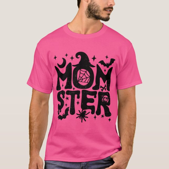 T-shirt Momster Funny Halloween Mom Design boy family frie (Devant)