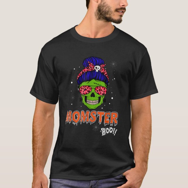 T-shirt Momster Funny Sel Éffrayant Crâne Halloween Costum (Devant)