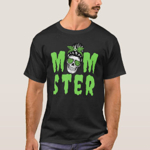 T-shirt Momster Halloween Maman Crâne Mama Leopard Coût de