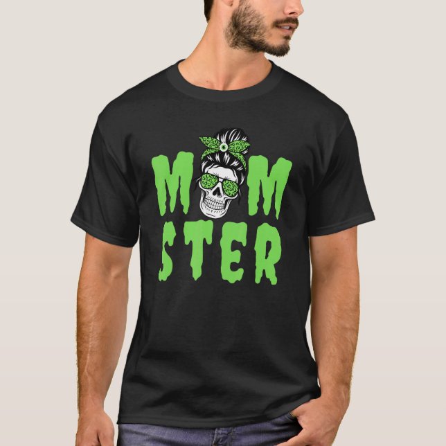 T-shirt Momster Halloween Maman Crâne Mama Leopard Coût de (Devant)