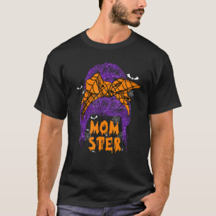 T-shirt Momster Messy Bun cheveux crâne sorcière Spider Ha