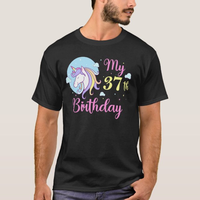 T-shirt Mon 37e anniversaire mignon Unicorn (Devant)
