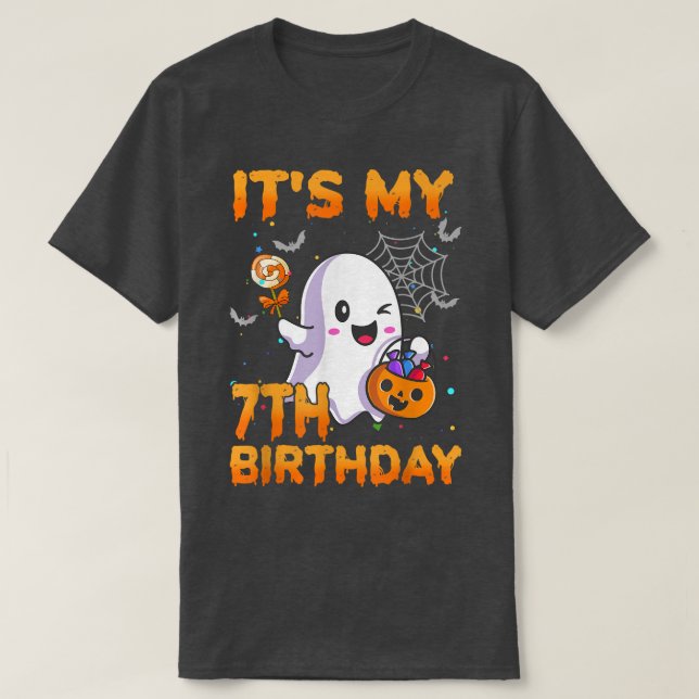 T-shirt Mon 7e anniversaire Enfants Boo Ghost Citrouille C (Design devant)