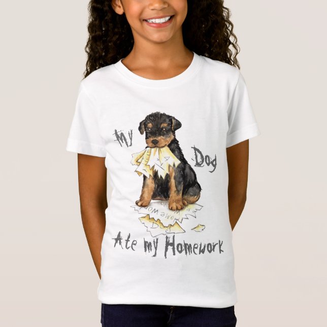 T-Shirt Mon Airedale A Mangé Mes Devoirs (Devant)