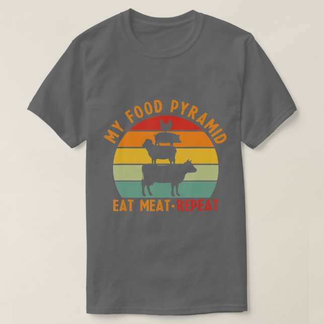 T-shirt Mon alimentation pyramidale Manger de la viande Ré (Design devant)