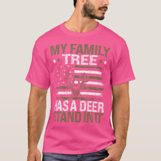 T-shirt Mon Arbre Familial A Un Deer Stand Dans La Chasse