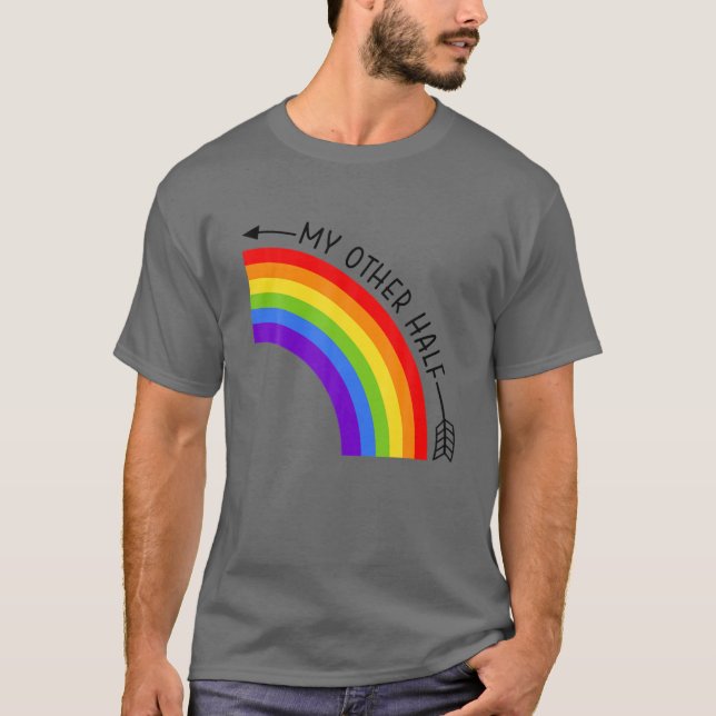 T-shirt Mon autre couple mi-gay Rainbow LGBT Cool Ally Ma (Devant)