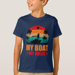 T-shirt Mon Bateau Mes règles Amateurs de pêche Coucher de