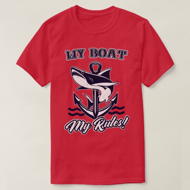 T-shirt Mon bateau Mes règles Ancre Capitaine (Design devant)