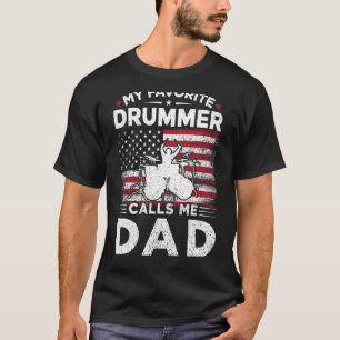 T-shirt Mon batteur favori m'appelle Papa USA Flag Drummer