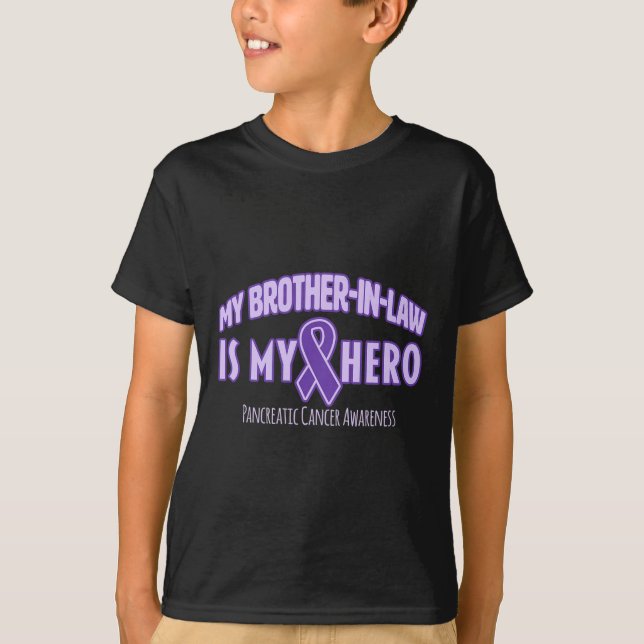 T-shirt Mon beau-frère est mon Héros Pancréatique Cancer A (Devant)