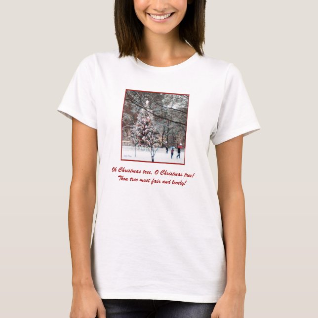 T-shirt 'Mon beau sapin' pour dames (Devant)